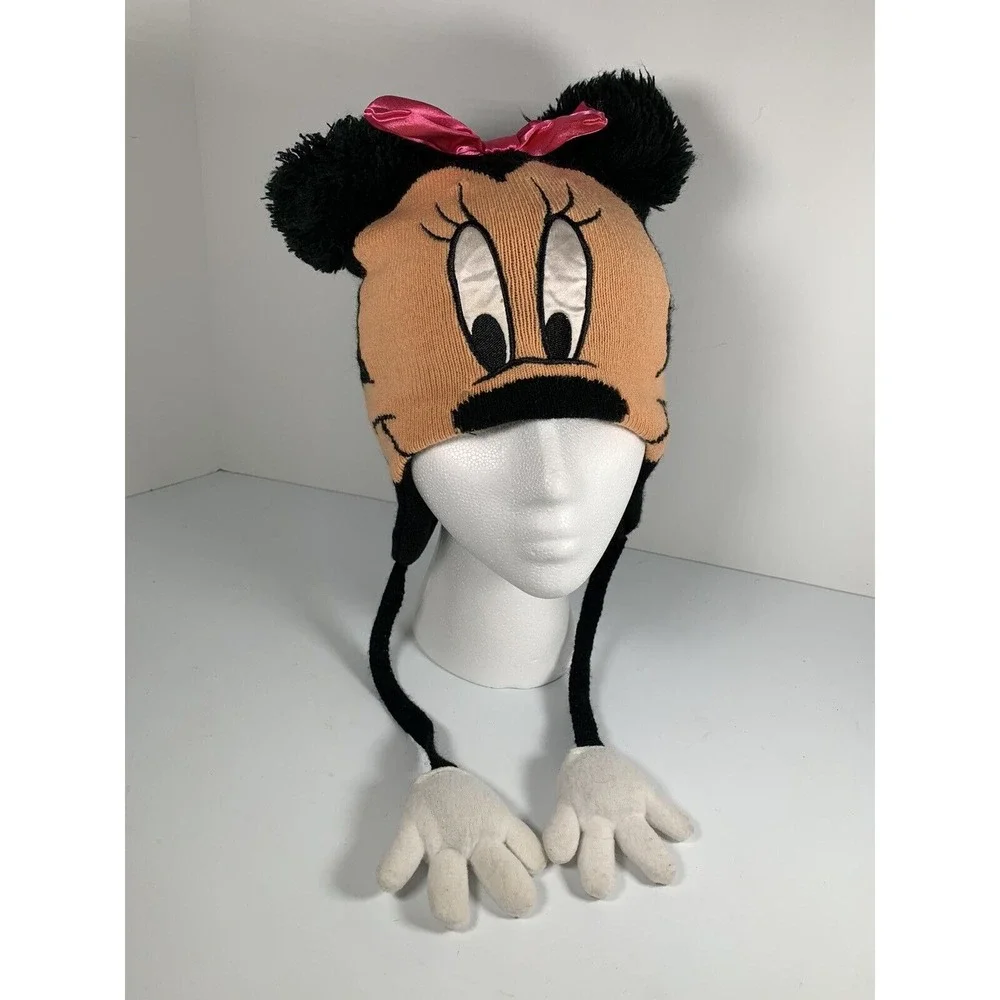 Disney Minnie Mouse Kids Winter Hat Minnie Mouse Stocking‎ Cap With Hands